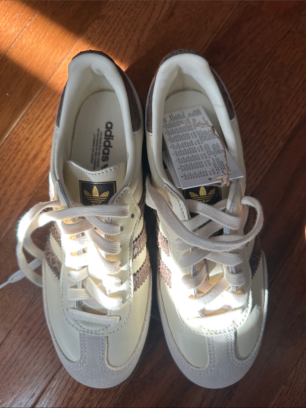 adidas Cream and Brown Low-Top Retro Samba Sneakers - Picture 5 of 5